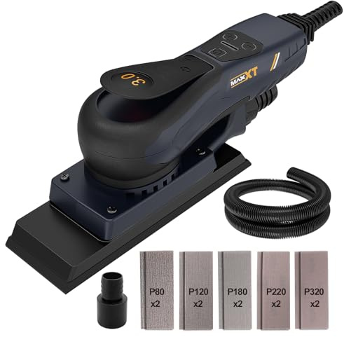 MAXXT Brushless Sheet Sander Electric 3mm Orbital 350W 3A Multi-function 10000RPM Variable Speed Corded Orbital Sanders Machine with 10 Sanding Paper for Woodworking Palm Sander Finishing Sander
