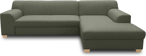DOMO. collection Sofá esquinero Tinos pequeño en Forma de L, sofá esquinero de Esquina, Esquina, 273 x 157 x 74 cm (Ancho x Profundidad x Alto), Color Verde