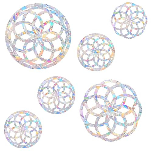 Shawula 18PCS Mandala Window Clings - Anti-Collision Decals to Save Birds From Collisions, Non-Adhesive Prismatic Vinyl Clings (Mandala)