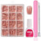 Maggidea French Press on Nails Set, 240Pcs Nude Fake Nails French Tip Glossy False Nails with Glue, Full Cover Ballerina Manicure Art Decorations for Girls Women