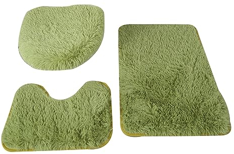 NZDFH Badezimmerteppich Set 3 teilig Badematte rutschfest Waschbar Badteppich Duschvorleger, Antirutschmatte Dusche, 50×80cm Badvorleger, 45×50cm WC Vorleger, 40×50cm Kleiner Badematten, S-Hellgrün