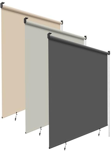 HOMEDEMO Store Enrouleur Exterieur Vertical de Balcon, Store Enrouleur Extérieur avec la Chaîne, Protection Contre Le Vent, Les UV et Le Soleil,Gris Foncé,140l x 240L cm