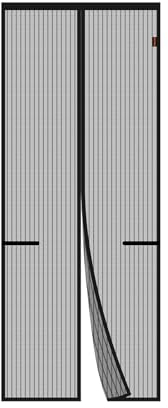 GRIFEMA GH2001-9, Moustiquaire Noire 90×210CM, Moustiquaires Magnétiques Anti-Moustiques pour Portes, Voilages Épais Anti-Insectes, avec Adhésif, Velcro et Aimants, Fermeture Automatique