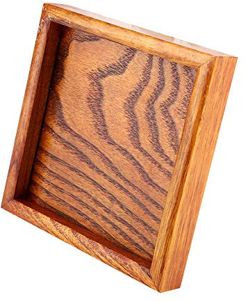Bandeja Cuadrada de Madera, Bandeja para Servir, bandejas de Postre, Plato Decorativo Cuadrado para decoración del hogar, portavelas de Mesa de Cocina marrón (18 * 18cm)
