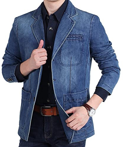 Blazer en jean pour homme : blazers décontractés pour homme, vestes en jean pour hommes, costumes et blazers pour hommes, blazer en denim, coupe droite, veste de costume d'affaires, veste