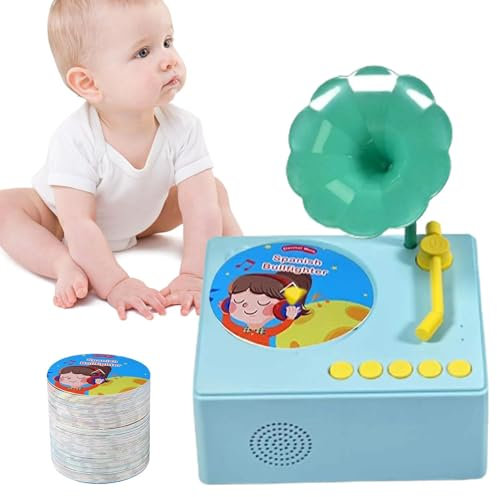 Gramophone Musical pour, Jouet sonore Gramophone - Phonographe sensoriel pour l'éducation précoce de la Musique avec 96 Cartes,Boîte de Jeu de Musique pour l'apprentissage précoce, Jouet Gramophone p