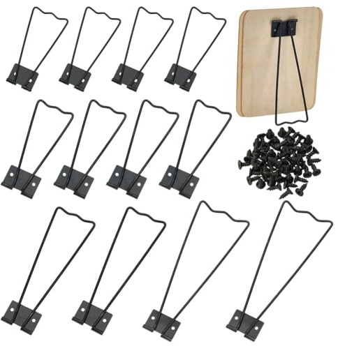 FINGERINSPIRE 12 unids 4 estilos caballete marco de fotos soporte trasero soporte de marco de fotos de hierro caballete marco de fotos negro con 30 tornillos soporte trasero de marco de fotos soporte