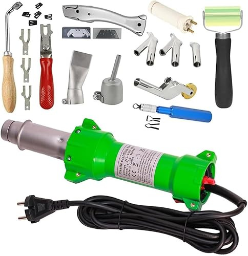 Seababyhouse Professionell 1600 W termisk svetspistol, plastsvetsare, varmluftsstång, med LED-ljus, med snabbsvetsmunstycken, slootkniv