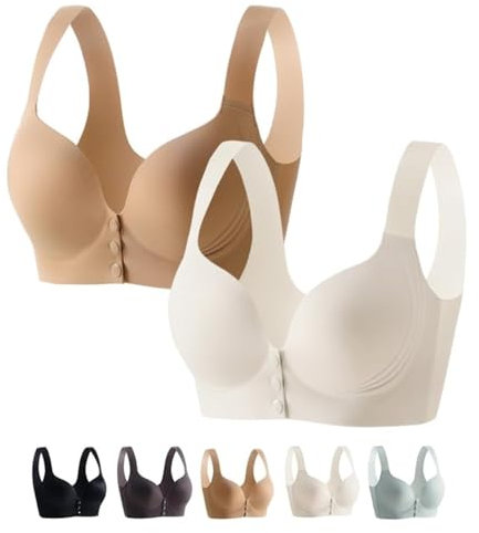Pubyfun Brasier Chiusura Frontale Bottoni Frontali Brasier Pubyfun, Chiusura Frontale Donna Anziana Reggiseni Con Chiusura A Gancio Anteriore a Pressione Donna, 2 pz B, XL