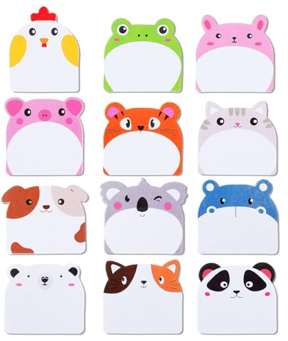 Shimmeroo 360PCS Cute Sticky Notes Set,Cartoon Animals Sticky Notes Kawaii Self-Adhesive Memo Pads Practical Stationery for Office School Students Journaling Writing Materials Key Marks
