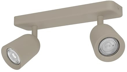 EGLO Camaldoli Taklampa med 2 ljuskällor, med 3 flexibla strålkastare | spotlighttaklampa av sandfärgat stål, GU10-sockel