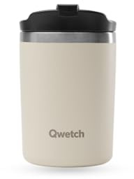QWETCH - Travel Mug Isotherme - Sable 240ml - Thermo Café & Thé en Inox - 6h Chaud et 12h Froid - Compacte & Étanche, Mug de voyage