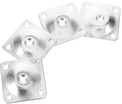 Beavorty Iron Furniture Leg Attachment Plates 4Pcs with Screws for Table Chair Sofa Repair Sturdy Mounting Hardware for Living Room and Workspace