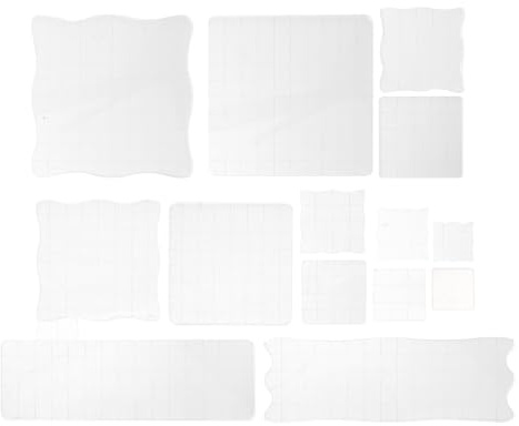 OUNONA 14 st akrylblock för stämpling - Dekorativt stämpelblock - Genomskinligt stämpelverktygsset med rutnät för DIY-pyssel, ornament, scrapbooking