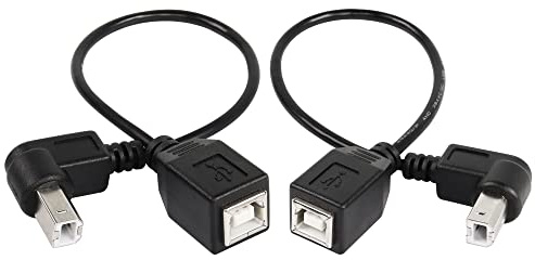 SinLoon USB 2.0 Type-B Printer Cable, 2-Pack USB 2.0 B Female to Type-B Male (90 Degree UP + Down Right Angle) Printer Short Extension Cable for Scanner, Mobile HDD and More (UP-Down)