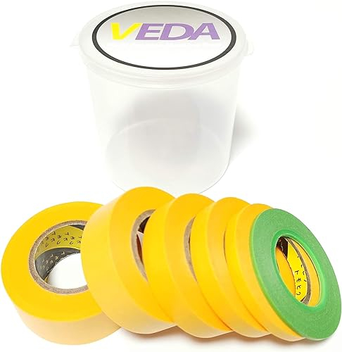 VEDA Masking Tape Set – 6x Abklebebänder für Modellbau, Miniaturarbeiten & Bastelarbeiten – 2/6/10/12/18/24 mm Breite
