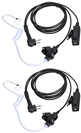 KCTIN Earpieces for Motorola Walkie Talkies with Mic 2 Pin Acoustic Tube Headset and PPT for CP200 GP2000 XU1100 PRO1150 MU12 (2 Pack)