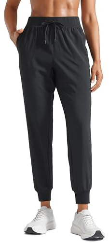 CRZ YOGA Women's Lightweight Workout Joggers 27.5 - Travel Casual Outdoor Running Athletic Track Hiking Pants with Pockets Black Medium