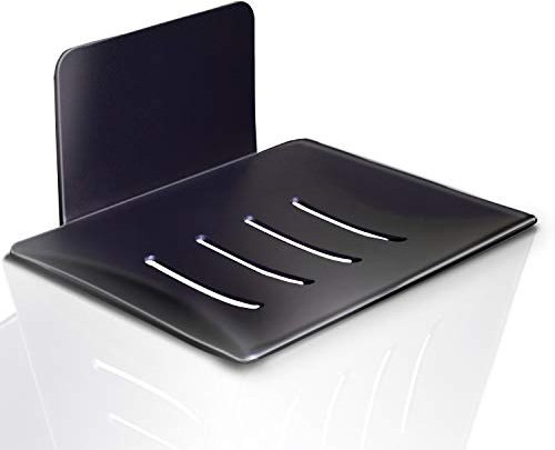 HONZUEN Soporte de jabón autoadhesivo, de acero inoxidable, resistente al óxido, impermeable, para baño, cocina, balcón, jabonera, montaje en pared, para almacenamiento de cepillo de esponja de jabón
