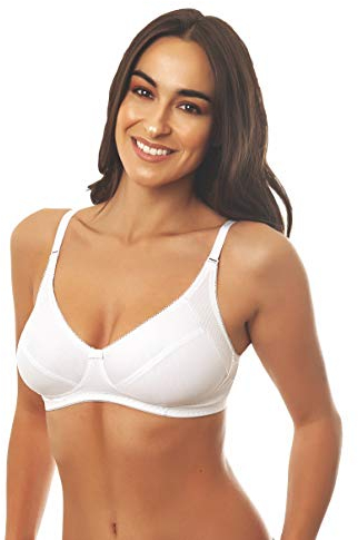 Istintiva Federica – Reggiseno Senza Ferretto in Cotone e Microfibra ad Elevato Comfort | Coppe morbide Non Imbottite | Spalline Regolabili | Bianco, Taglia 5C