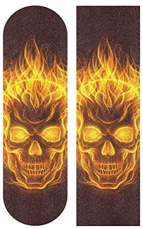 LDIYEU Fuoco Teschio Arte Griptape per Skateboard Grip Tape Autoadesivo Antiscivolo per Longboard Adesivi Grip 33X 9(1pcs)