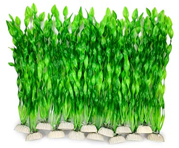 BEGONDIS Aquarium-Dekoration, 14 Stück künstliche grüne Wasserpflanzen Seetang aus Kunststoff, für alle Fische und Haustiere