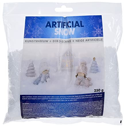 MIJOMA Kunstschnee Dekoschnee Streuschnee Schneedeko, künstlicher Schnee für Winterlandschaft und Weihnachtsdekoration, weiß (Pulverschnee 250g)