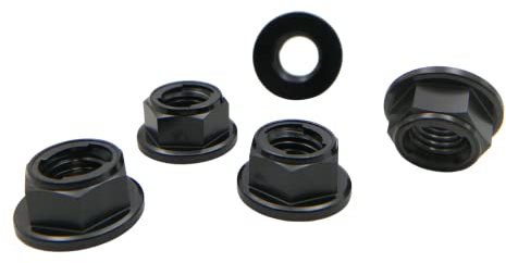 RISON Titanium Mutter Titan Flansch Vollmetall Kontermutter M6x1.0mm Titan Kettenradmutter GR5 Sicherungsmutter Schwarz 6AL4V Titanflansch-Sicherungsmutter 5 Stück