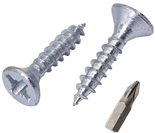 SKIR'CO Paquete de 100 tornillos de acero chapado en zinc de 3,5 x 15 mm, cabeza avellanada Pozidriv, tornillos de aglomerado, PZ totalmente roscado (100, 3,5 x 15 mm)