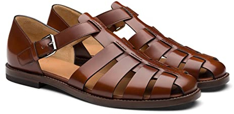 Sandalias de punta cerrada para hombre, con hebilla de tobillo, zapatos romanos ahuecados, para pescador, ajustables, para playa, verano, antideslizantes, cómodas, informales, para caminar, ligeras,