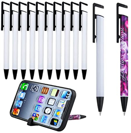 NIZEAMI Lot de 10 stylos de sublimation blancs avec film rétractable en aluminium enduit pour à bille d'impression par sublimation
