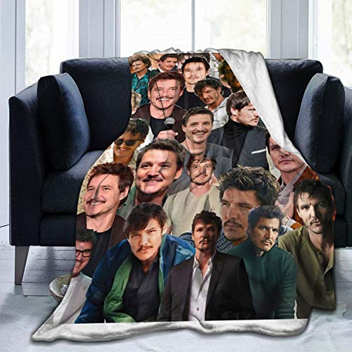 LOUJIN Pedro Pascal Collage de fotos, suave y cómodo, forro polar cálido para sofá, oficina, cama, coche, campamento, sofá, acogedora, manta de felpa para playa, 125 cm x 100 cm