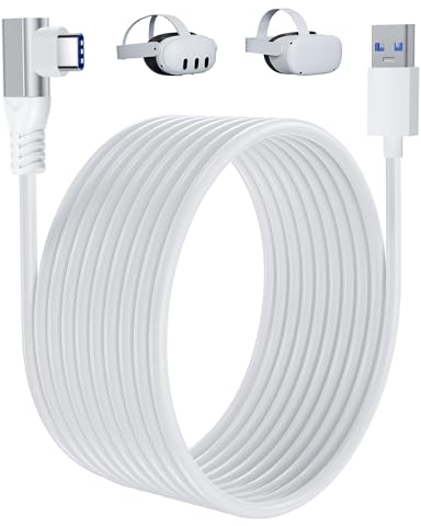 5M Link Kabel,Kompatibel mit Meta/Oculus Quest3/Quest2/Pro PICO 4 PC Steam VR,High Speed PC Datenübertragung Virtual Reality Headset Kabel,USB 3.0 zu USB C Kabel für VR Headset und Gaming PC Weiß