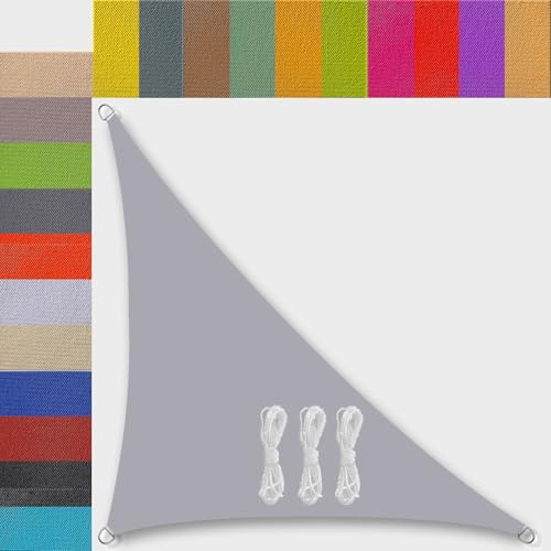 Ufamiluk sonnensegel 2x3x3.6m Dreieck Rechter Winkel Segeltuch wasserdicht sonnensegel nach maß Balkon Regenschutz 95% UV Schutz Windschutz Überdachung Plane für Garten Terrasse Outdoor Grau