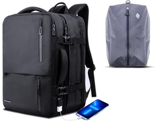 KINGSLONG Sac à Dos de Voyage 28L Sous Vide Backpack Sac à dos Pour Ordinateur Portable Extensible Avec Port de Charge USB et Sac à dos Cabine 20L Sous Vide (Sans pompe à vide)
