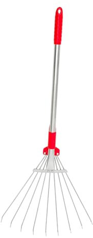 OFFSCH Râteau à Feuilles en Acier Inoxydable Télescopique pour Jardin Et Pelouse, Petit Outil De Désherbage Robuste, Râteau à Gazon Manuel Pratique pour Espaces Étroits, Entretien Extérieur