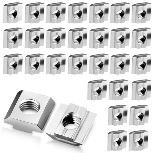 30 piezas de tuercas M8, tuercas 8 – Tipo B, T Tuercas de ranura en T, ranura en T, acero al carbono, tuercas en T M8 para perfil de aluminio 30 series