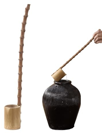 GCFTIFF Bamboo Wine Ladle, Tea Ceremony Long Handle Serving Spoon Dipper Ladle Kitchen Tool,Bamboo Root Handmade Spoon for Home & Tea House