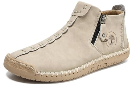 Bottes Orthopédiques en Cuir À Enfiler pour Hommes, Mocassins Décontractés Imperméables Et Respirants Faits La Main avec Fermeture Éclair Latérale