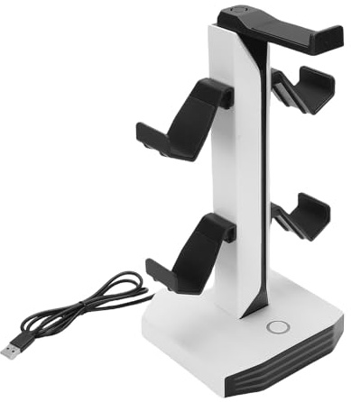 Sonew Headsethållare för RGB-spelkontroller med Dubbla USB- och Type-C-laddningsportar, Flerfärgat Belysningsställ för Spelbord, Kompatibel med PS/Switch Pro-kontroller och Over-Ear Headph