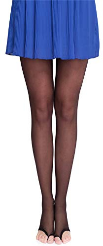 Merry Style Damen transparent zehenlose Strumpfhose Lycra MS 336 10 DEN (Schwarz, M (36-40))