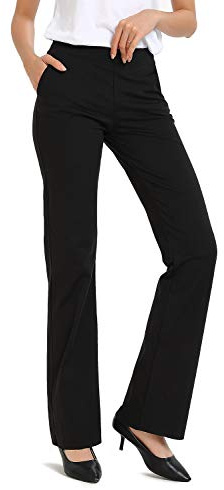 SAFORT Business Stretch Bootcut Yoga Hose für Damen Tall/Lang mit 71cm/76cm/81cm/86cm Schrittlänge, 2 Taschen - Schwarz - XXL
