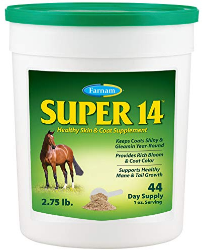 Farnam Super 14 Healthy Skin & Coat Supplement for Horses, Keeps Coats Shiny & Gleaming Year-Round 2.75 Pound, 44 Day Supply