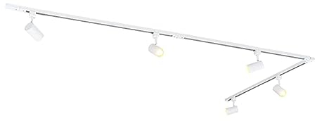 QAZQA - Modern weißes Schienensystem Komplettset I Spotlight I Deckenspot I Deckenstrahler I Strahler mit 5-flammig Spot I Lampe I Leuchte