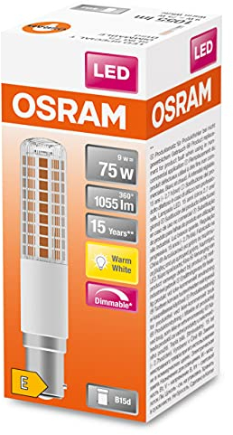 OSRAM LED Superstar Special T SLIM, Dimmbare schlanke LED-Spezial Lampe, B15d Sockel, Warmweiß (2700K), Ersatz für herkömmliche 75W-Leuchtmittel, 4 Stück (1er Pack)