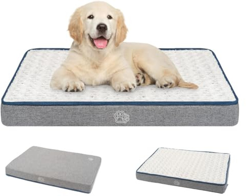 EMPSIGN Cojín Reversible para Perro Mediano, Fresco y Cálido, Alfombra Impermeable Extraíble y Lavable, 76x50x7,5cm, Gris