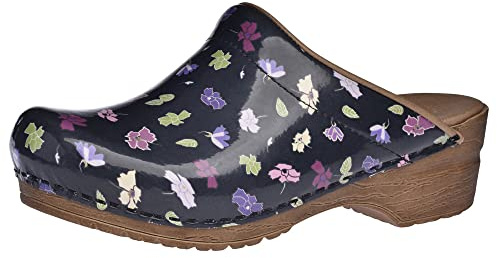 Sanita Illo | Zoccoli Aperti da Donna | Zoccoli Artigianali Originali in Pelle Flessibile | Plantare Anatomico in Schiuma Morbida | Nero | 41 EU