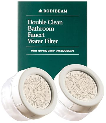 BODIBEAM Bathroom Sink Filter, Set of 2, NSF Certified, Removes Fine Impurities, Chlorine & Rust, Vitamin C Gel, Skincare Water Filter, Gifts for Women
