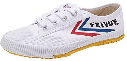 PENXZT Kampfsportschuhe, Unisex-Tai-Chi-Turnschuhe, Erwachsene, Kinder, Klassische Kung-Fu-Schuhe, rutschfeste, Modische Qigong-Trainer Aus Segeltuch,Weiß,44 EU