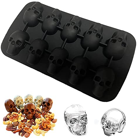 Molde de Hielo 3D Con Diseño de Calavera - Bandeja de Silicona Para Cubitos de Hielo - Ideal Para Whisky y Otras Bebidas